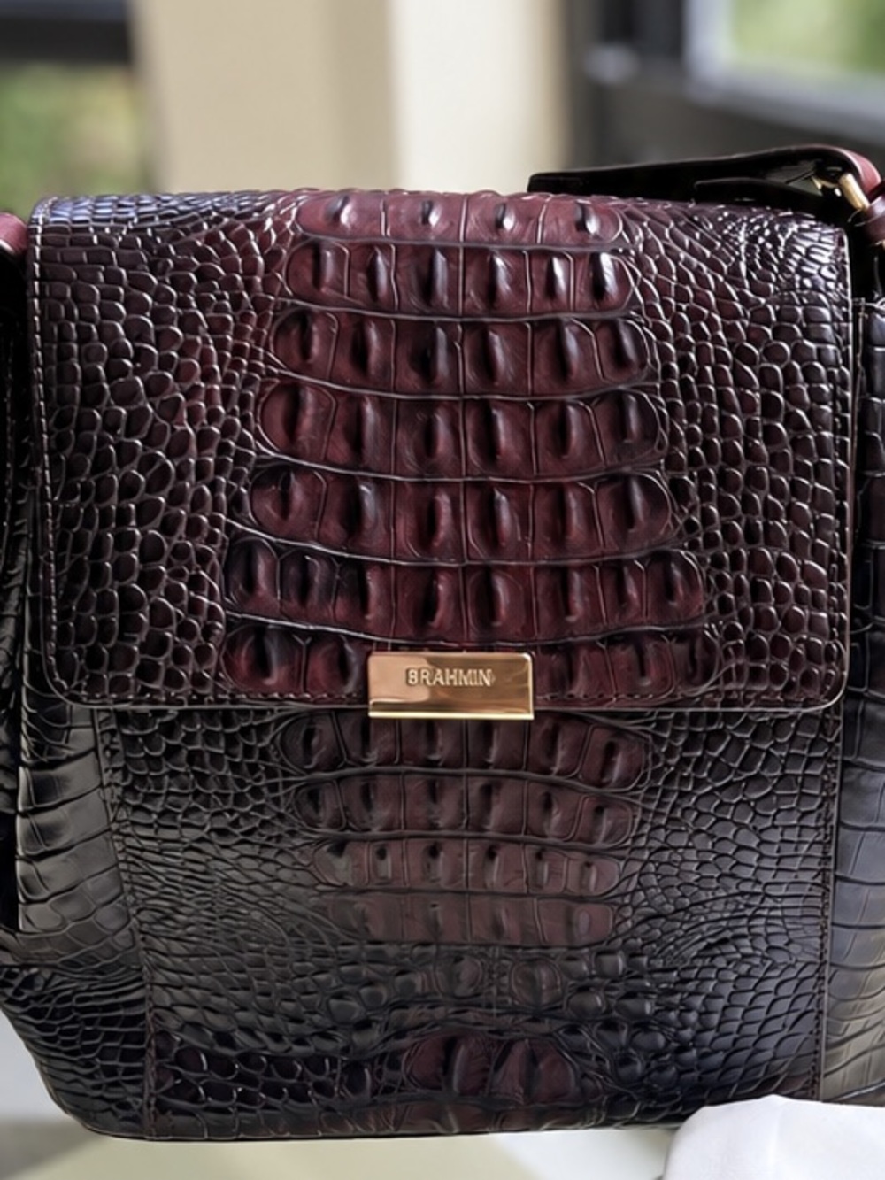 Brahmin Margo Melbourne Croc Embossed Leather Crossbody - Picture 11 of 13